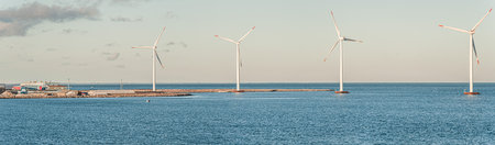 Frederikshavn, Denmark - December 28 2009: Wind turbines outside Frederikshavn.のeditorial素材