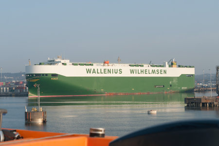 Gothenburg , Sweden - April 22 2011: Wallenius Wilhelmsen Vehicles Carrier Porgy (IMO 9409338) at Arendal.のeditorial素材