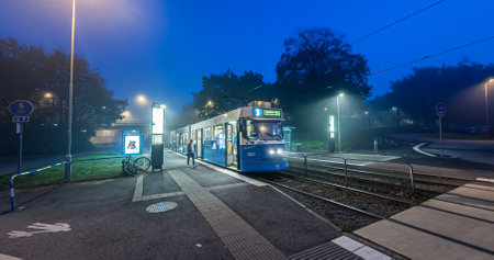 Gothenburg , Sweden - October 1 2011: Tram 360, line 3 to Kålltorp at the Bokekullsgatan stop.のeditorial素材