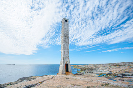Ockero , Sweden - April 29 2012: Abandoned lighthouse at Fotö.のeditorial素材