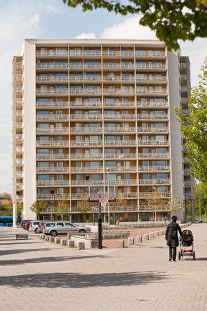 Gothenburg , Sweden - May 13 2012: Highrise apartment building at Sannegården.のeditorial素材