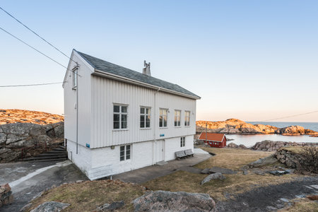 Lindesnes , Norway - March 30 2013: Lighthouse keeper's house, now a part of the lighthouse museum.のeditorial素材