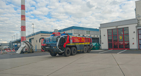Dusseldorf, Germany - September 26 2010: Rosenbauer Panther crashtender at Düsseldorf Airport (DUS)