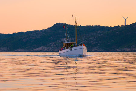 Lindesnes, Norway  july 11 2014: Fishing boat Rubb on an evening voyage.のeditorial素材
