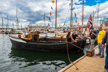 Oslo, Norway - July 19 2014: Old, wooden fishing boats on a sunny day.のeditorial素材