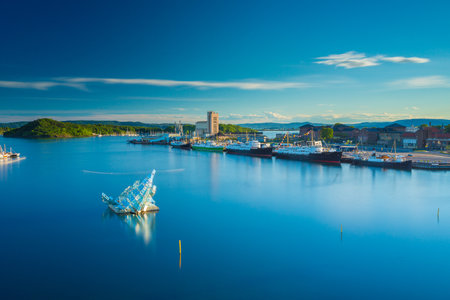 Oslo, Norway - July 19 2014: Rogaland (IMO: 5298652), Sandnes (IMO: 5310905), Sjøkurs (IMO: 5289247), Nordstjernen (IMO: 5255777) and Stord I (IMO: 5341564), at Vippetangen.のeditorial素材