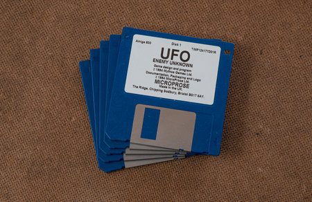 Gothenburg, Sweden – august 3 2014: UFO Enemy Unknown game disks for Amiga 500.
