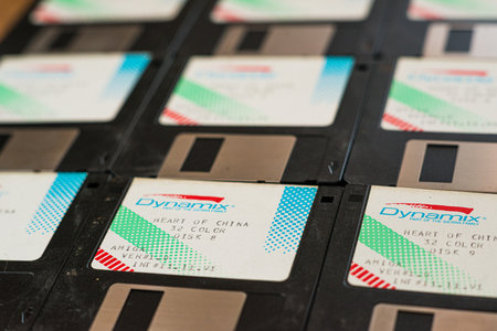 Gothenburg, Sweden  august 3 2014: Heart of China game disks for Amiga 500.のeditorial素材