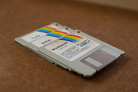 Gothenburg, Sweden  august 3 2014: Workbench disks for Amiga 500.のeditorial素材