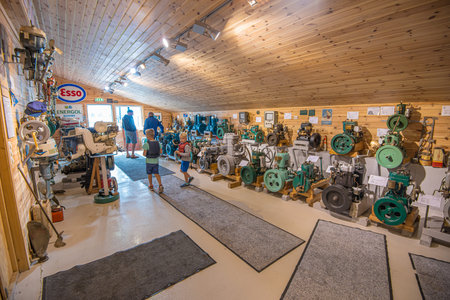 Sandefjord , Norway - July 18 2015: A large collection of vintage marine engines at Gokstad Kystlag.のeditorial素材