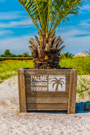 Frederikshavn, Denmark - July 20 2017: Palmestranden, Palm Beach, a sandy beach north of Frederikshavn town center.のeditorial素材