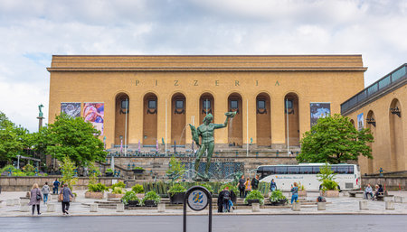 Gothenburg, Sweden  June 21 2019: Poseidon statue at Götaplatsen.のeditorial素材