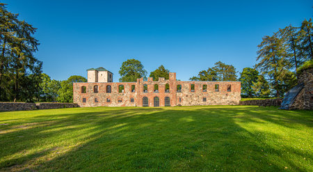 Alingsås, Sweden - June 29 2019: Gräfsnäs slott, or more precisely the conserved ruins of it, was bluilt cirka 1550.のeditorial素材