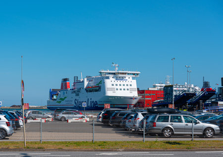 Frederikshavn, Denmark - July 11 2019: Stena Jutlandica (IMO 9125944) at port in Frederikshavn.のeditorial素材