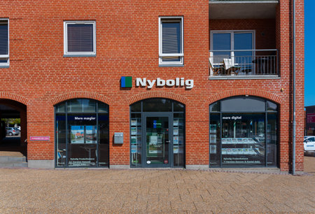 Frederikshavn, Denmark - July 11 2019: Logo of Nybolig in Frederikshavn.のeditorial素材