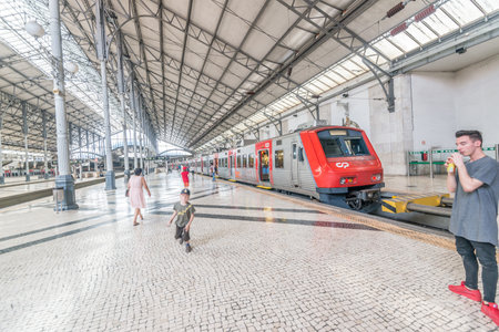 Lisboa, Portugal,  - July 23 2016: Track 5 at Rossio railway station.のeditorial素材