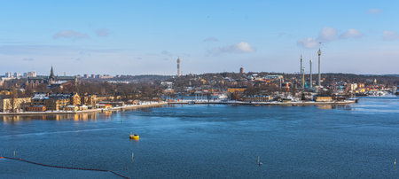 Stockholm, Sweden - february 25 2018: View over Skeppsholmen, Kastellholmen and GrÃ¶na Lund from Katarinahissen.のeditorial素材