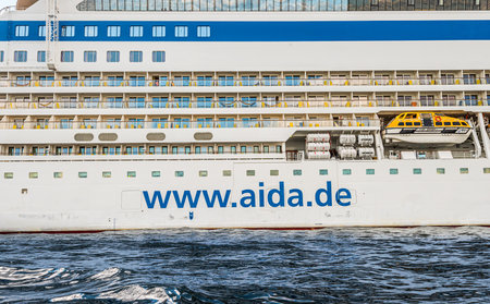 Stockholm, Sweden - July 05 2018:  Cruise ship Aidamar, IMO 9490052, docked at Masthamnen.のeditorial素材