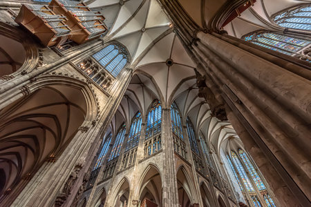 Cologne, Germany - september 26 2018: Wide angle interior view of the Cologne cathedral..のeditorial素材