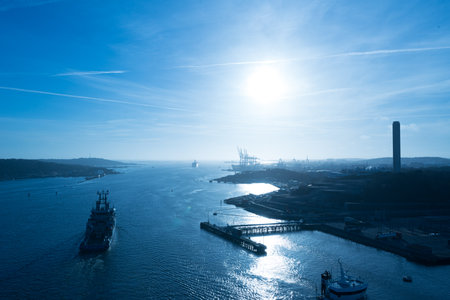 Gothenburg, Sweden - April 15 2009: Evening view of Skandiahamnen and the archipelago..