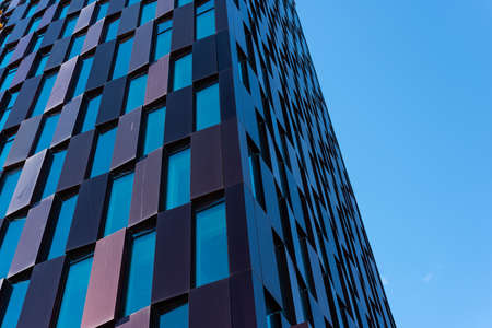 Corner of a high rise building under construction.