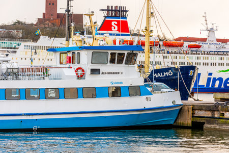 Gothenburg, Sweden - april 13 2020: Passenger ferries docked at Lindholmen.のeditorial素材