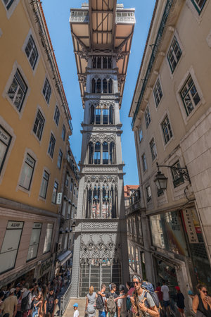 Lisbon, Portugal - July 24 2016: Santa Justa Lift, built 1902のeditorial素材
