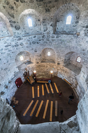 KungÃ¤lv, Sweden - August 08 2015: Inside the tower Fars Hatt at Bohus fortressのeditorial素材