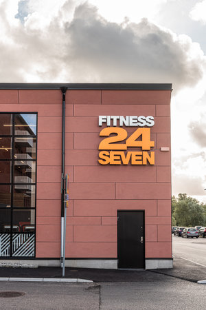 Gothenburg, Sweden - October 09 2020: Exterior of Fitness24Seven at Kvibergのeditorial素材
