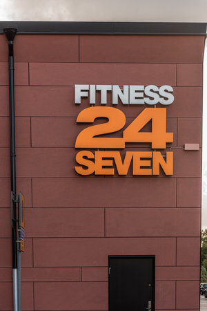 Gothenburg, Sweden - October 09 2020: Exterior of Fitness24Seven at Kvibergのeditorial素材