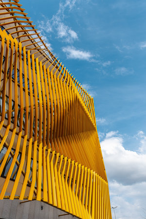 Gothenburg, Sweden - May 02 2021: Multi purpose building Spektrum in Nya HovÃ¥s facilitates shops, school and restaurant. .のeditorial素材