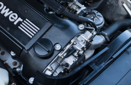 Gothenburg, Norway - August 18 2005: Details of a BMW M3 engineのeditorial素材
