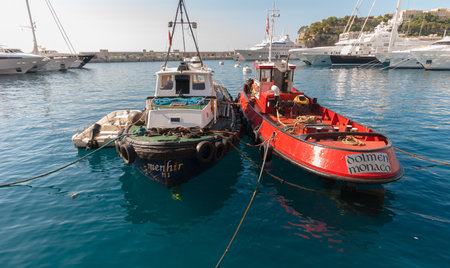 Monaco, Monaco - July 08 2008: Small pilot and tug boat in the Monaco harborのeditorial素材