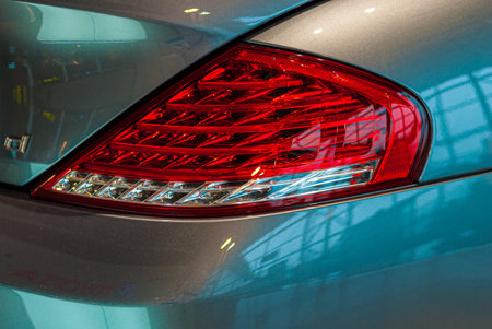 Oslo, Norway - July 09 2008: Rear light of a grey BMW 635.のeditorial素材