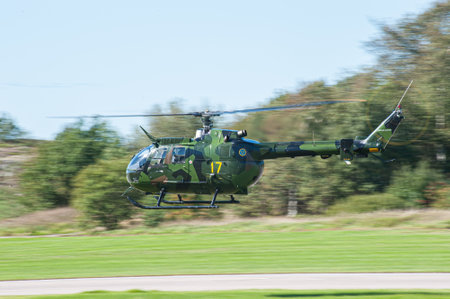 Gothenburg, Sweden - August 30 2008: MBB BO 105 Swedish air force helicopter