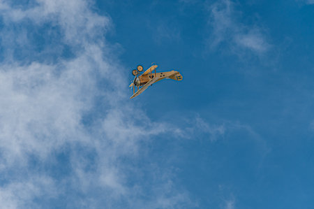 Gothenburg, Sweden - August 29 2010: FVM Tummelisa Ã– 1 (replica) flying across the sky