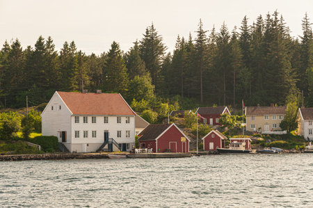 Lindesnes, Norway - July 06 2011: Old wooden houses at SvinÃ¸r.のeditorial素材
