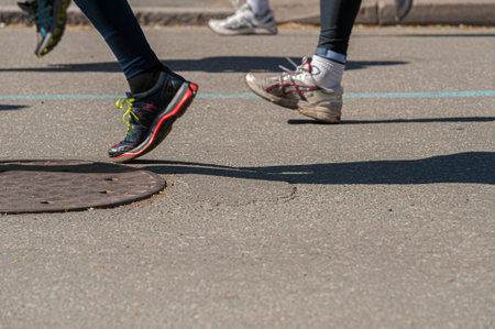Gothenburg, Sweden - May 12 2012: Feet of runners at the half marathon GÃ¶teborgsvarvetのeditorial素材