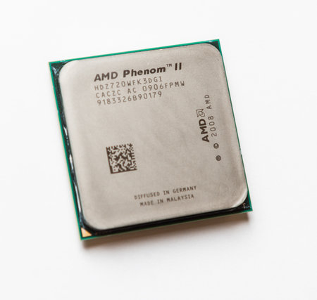 Gothenburg, Sweden - March 08 2014: AMD Phenom II CPU on white background.のeditorial素材