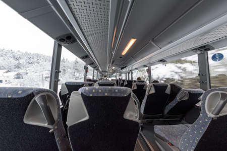 View from the back of a bus.の写真素材