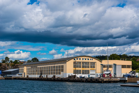 Sandefjord, Norway - July 16 2015: Framnes Marine og Industriservice serves Volvo Penta engines.のeditorial素材
