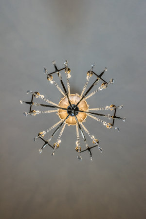 Stockholm, Sweden - July 05 2018: Decorative ceiling lamp at Stadshuset.