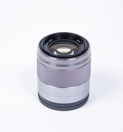 Gothenburg, Sweden - June 18 2019: Sony E 50mm f/1.8 OSS lens on white background.