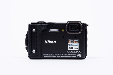 Gothenburg, Sweden - June 2019: Nikon Coolpix W300 waterproof digital camera.のeditorial素材