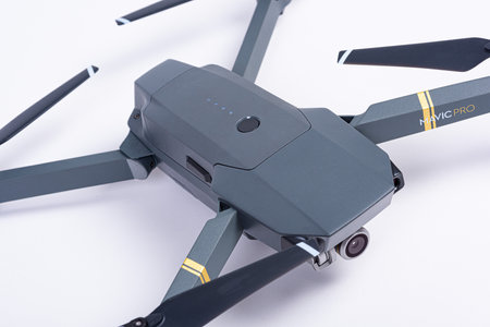 Gothenburg, Sweden - june 2019: DJI Mavic Pro drone on white background.のeditorial素材