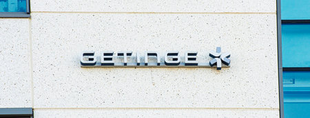 Gothenburg, Sweden - June 2019: Company logo of Getinge on a building.のeditorial素材