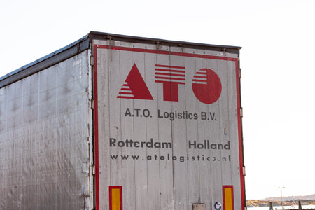Gothenburg, Sweden - April 22 2020: Back of a trailer from ATO Logistics BV