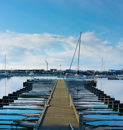Gothenburg, Sweden - november 21 2021: Empty docks after boats have been laid up for the winter.のeditorial素材