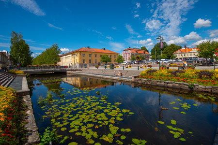 AlingsÃ¥s, Sweden - August 01 2020: LillÃ¥n and Stora Torget in center of AlingsÃ¥sのeditorial素材