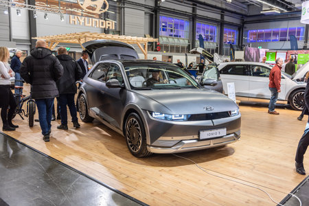 Gothenburg, Sweden - december 05 2021: Hyundai Ioniq 5 electric car on display